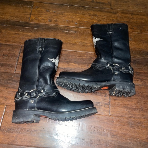 Harley Davidson Leather Motorcycle Harness Boots Black Please Look For Measurme. main image 11